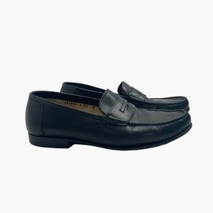 Santoni Black Penny Leather Loafers‎